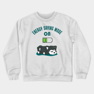 Tired Husky Battery Energy Funny Dog Fun Crewneck Sweatshirt